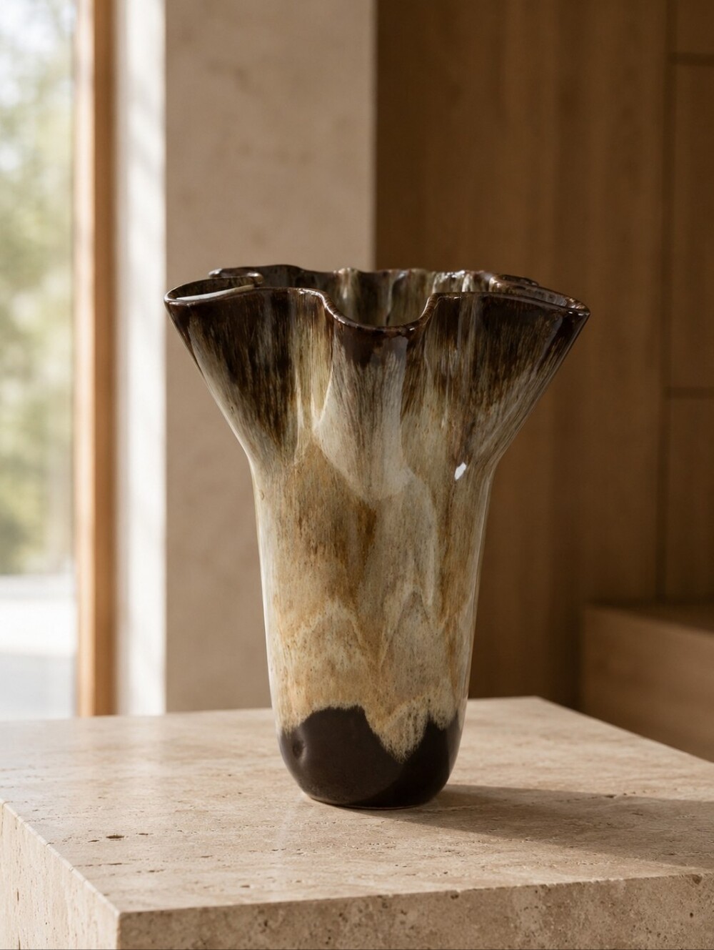 1960s Canuck Pottery Evangeline 928 Drip Glaze Handkerchief Vase Canada